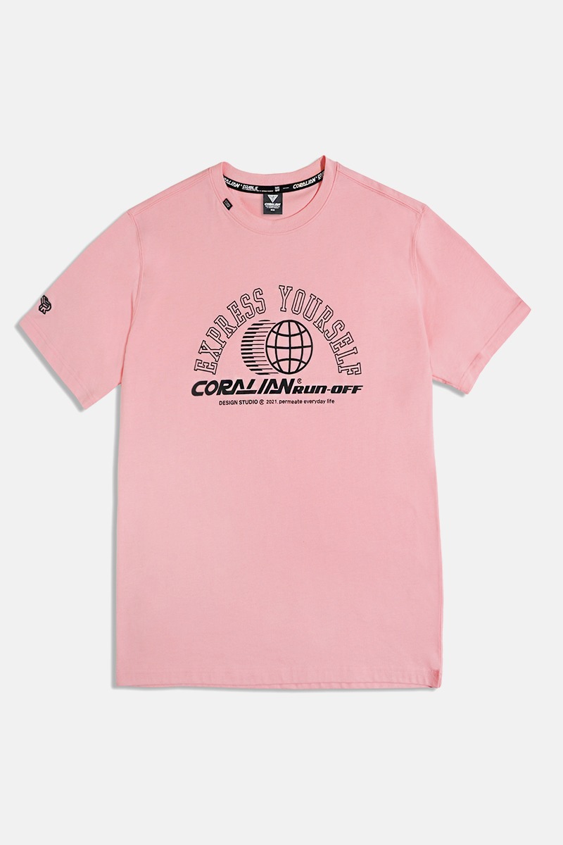 런오프 빅로고 반팔 면 티셔츠 핑크[CRTC1188]