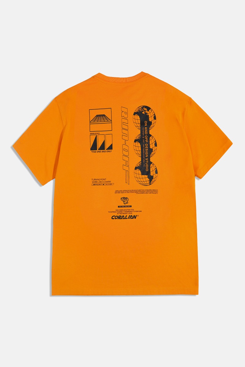 런오프 그리드 매쉬 면 티셔츠 오렌지[CRTC1202]